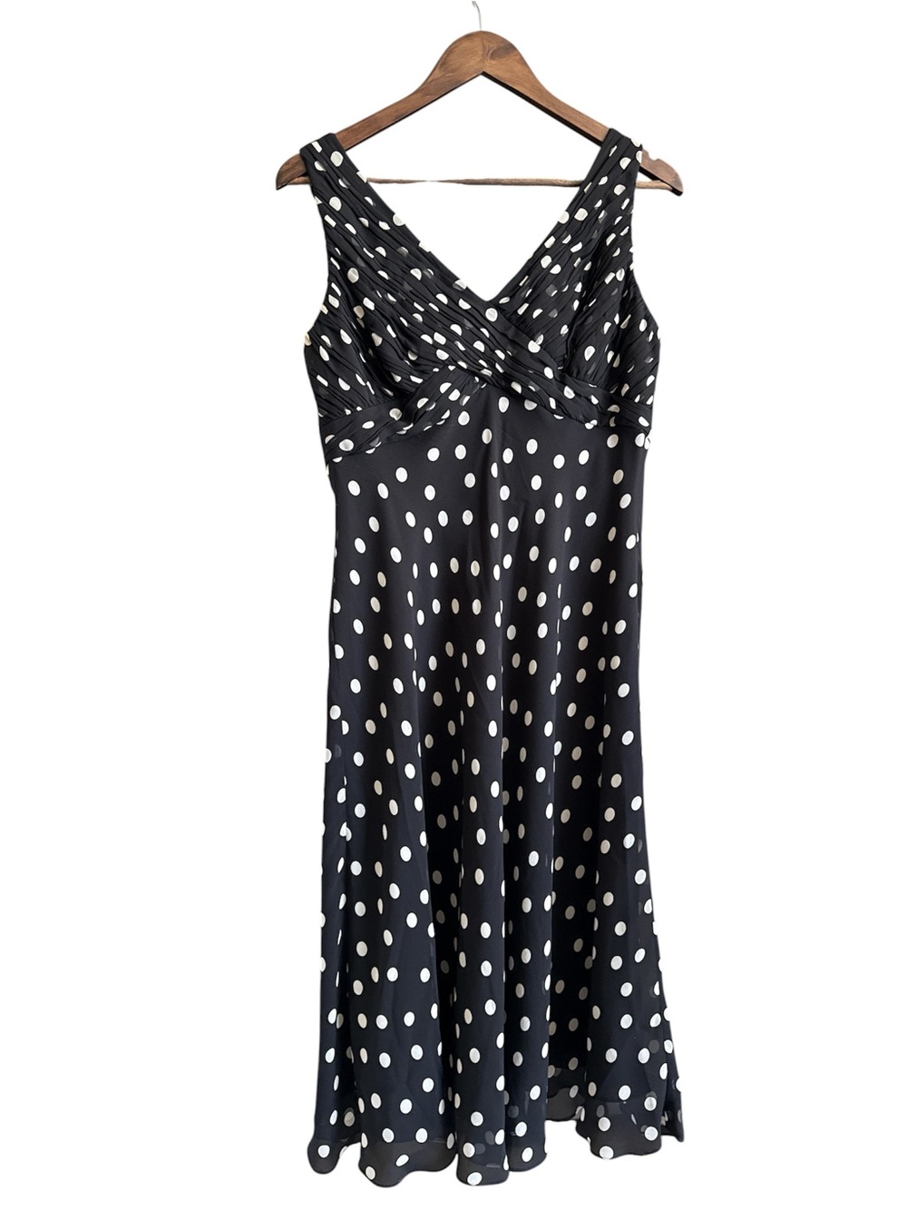 Adrianna Papell Black Dress with White Polka Dots
